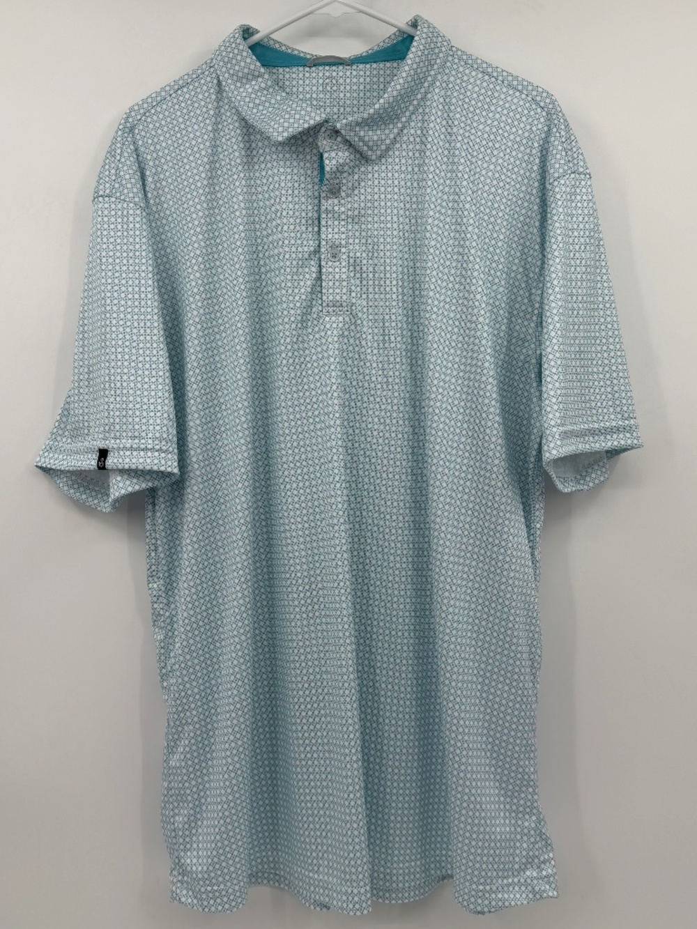 Swannies Polo Shirt Men 2XLarge White Blue Golf Stretch Performance Short Sleeve